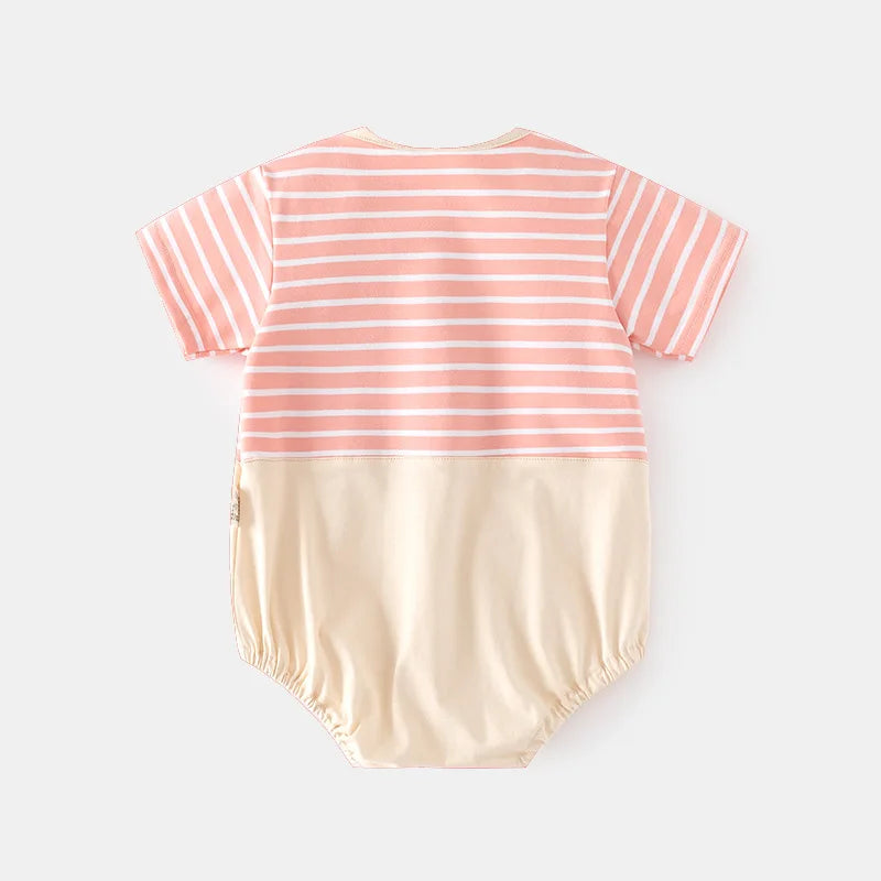 Baby Rompers Summer Thin Baby Triangle Rompers Short Sleeve Striped Jumpsuit Newborn Summer Jumpsuit